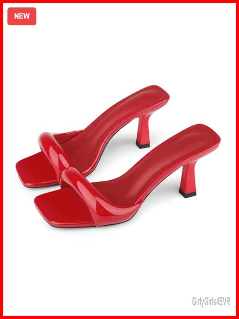 Women's Heeled Mules Square Toe Kitten Heels Sandals Slip On